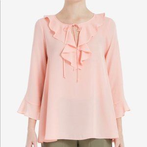 🌸New🌸 Sz S Max Studio Ruffled Tie Jewel Neck Top